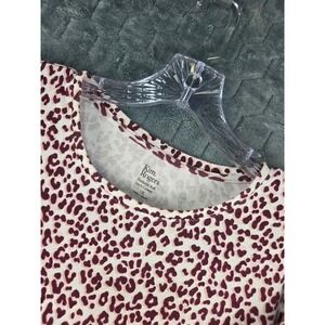 Kim Rogers Perfectly Soft Plus 1X Cotton Leopard Print 3/4 Sleeve Top Burgundy